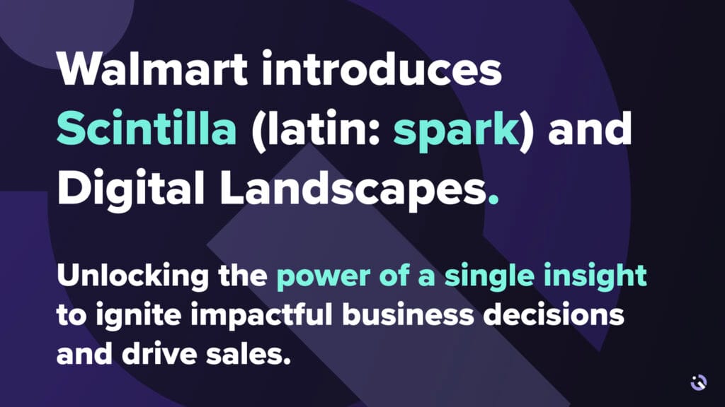 Walmart introduces Scintilla latin spark and Digital Landscapes. Unlocking the power of a single insight to ignite impactful business decisions and drive sales.001
